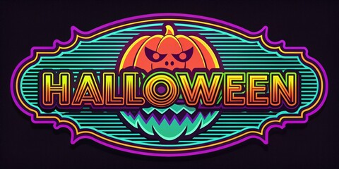 * Retro inspired Halloween label with neon colors and bold graphics