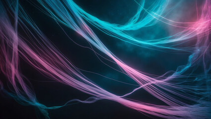 Obraz premium Ethereal Blockchain Threads in a Neon-Fused Digital Realm, Symbolizing the Flow of Secure Information