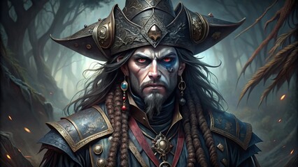 Fototapeta premium Gothic pirate character design for dark fantasy