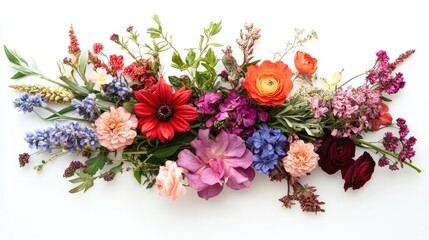 A bouquet of symbolic flowers, thoughtfully arranged on a clean white background, representing deep emotions of love and hope