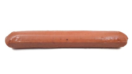 Photo of a whole, uncooked sausage, isolated on white background.