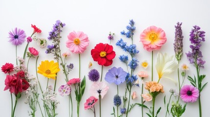 A bunch of meaningful flowers arranged on a white background, showcasing vibrant petals and deep symbolic meanings of care and connection
