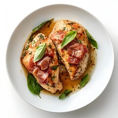 Savory Chicken Saltimbocca on a Stylish Minimalist Plate