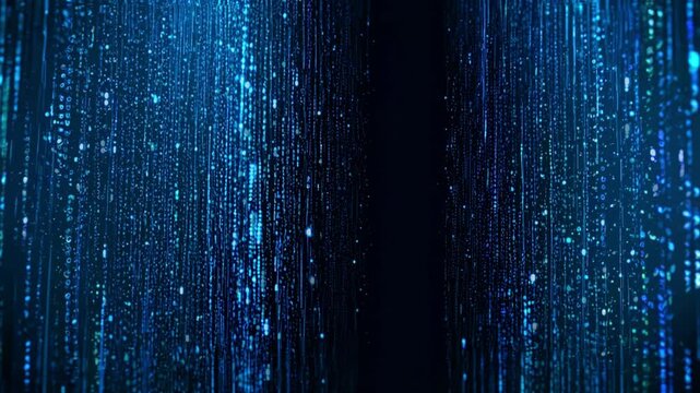Internet data transmitting, Digital background, A great quantity of glowing joint connected 3 dimension Dots, Cybernetic,Dreamscape,Only Glowing Orange and blue, Black color empty space and background