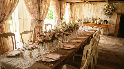 Cottage wedding decoration in the countryside, floral decor and event celebration, flowers, wedding aisle, wedding cake and tablescape, English country style idea