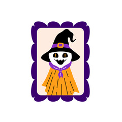 Portrait of  happy scarecrow on white background.