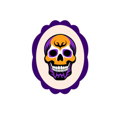 Portrait of  happy skull on white background.