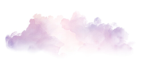 Fototapeta premium Watercolor cloud in soft pastel hues floats on a transparent background