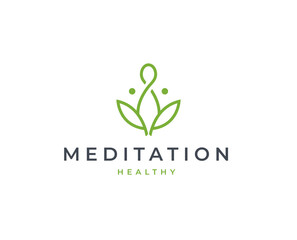 Meditation wellness yoga logo with clean and elegant lines style design