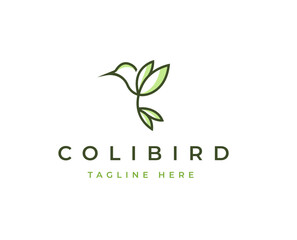 Minimalist bird and leaf symbol logo design with clean and elegant lines style design vector illustration