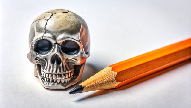 Halloween drawing pencil with spooky skull design