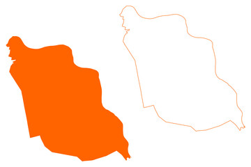 Land van Cuijk municipality (Kingdom of the Netherlands, Holland, North Brabant or Noord-Brabant province) map vector illustration, scribble sketch map