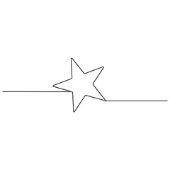 Obraz premium Christmas star single line art, continuous one line drawing of Isolated outline vector icon 