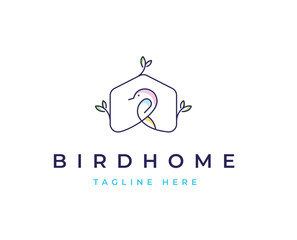 Minimalist birdhouse logo design