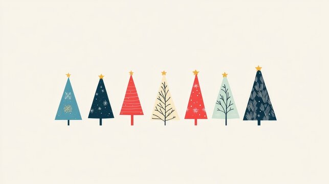 Minimalist Christmas card design featuring elegant Christmas trees, adding a touch of seasonal cheer with clean lines and simple elements 