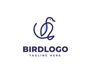 Abstract line bird logo design with modern color and elegant lines style design vector illustration