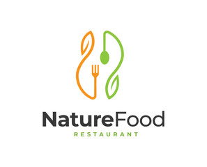 Restaurant logo design with fork and spoon element illustration