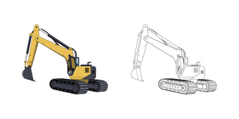 Excavator Vehicle Cartoon Design Illustration vector eps format suitable for your design needs logo illustration animation etc