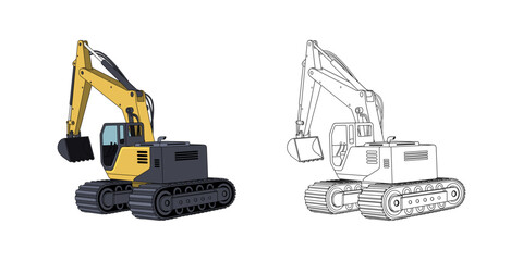 Excavator Vehicle Cartoon Design Illustration vector eps format suitable for your design needs logo illustration animation etc
