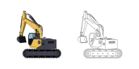 Excavator Vehicle Cartoon Design Illustration vector eps format suitable for your design needs logo illustration animation etc