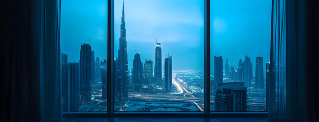 Obraz premium Overlooking the city's high-rise buildings business background