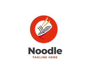 Bowl noodle logo template with chopsticks for restaurant logo vector illustration