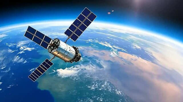 Cutting-edge satellite orbits Earth, enhancing worldwide communication with its advanced technology.