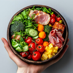 World food day celebration with world ball or globe surrounded by food Food Arrangement