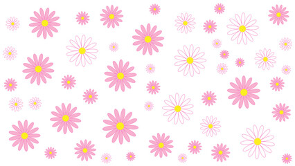 Pink Floral Pattern with Yellow Centers