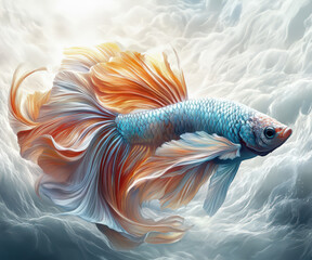 Fototapeta premium Colorful Siamese Fighting Fish in Abstract Watercolor Background