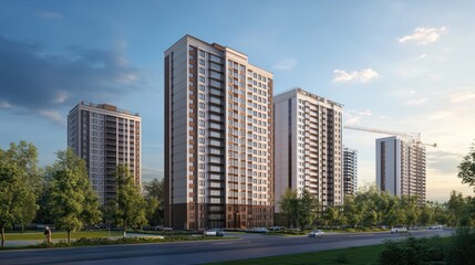 Modern Apartment Buildings in a Suburban Setting