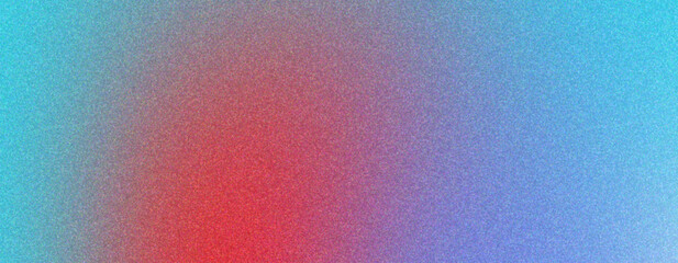 Abstract teal, vibrant red and deep blue gradient background with noise effect, grainy texture for banner, web, poster, cover backdrop design.