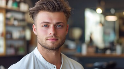 Obraz premium Portrait of a Young Man with Blue Eyes