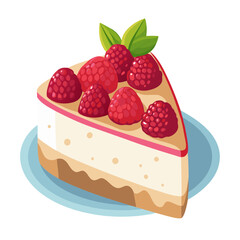 Raspberry Cheesecake Delight: A tempting slice of cheesecake adorned with fresh raspberries and a sprig of mint, perfect for dessert lovers and culinary enthusiasts. It's a sweet and juicy treat that 