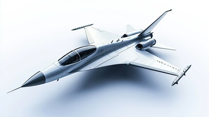 A fighter plane banking to the left, displayed on a pure white background, showcasing its sharp, sleek design.