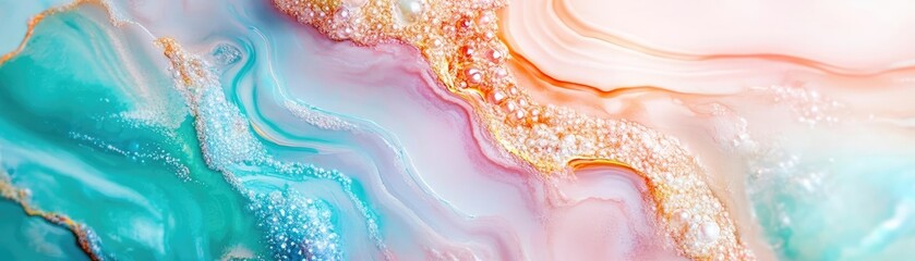 Abstract wet patterns, pale pastel shades, fluid motion, watercolor style