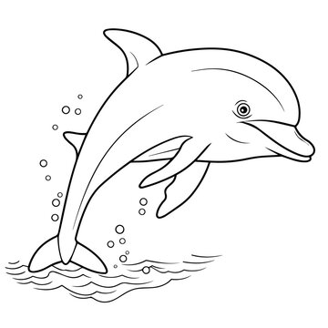recommend clip art: Clean vector outline of a dolphin icon for versatile applications.