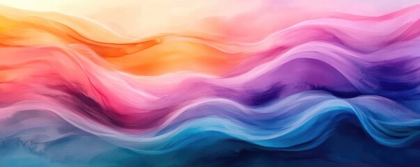 Colorful wave patterns, bright abstract brushstrokes, energetic flow, Watercolor style