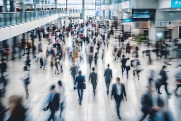 Fototapeta premium blurred business people in a modern corridor.