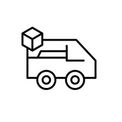 A line drawing of a delivery truck with a box on top.