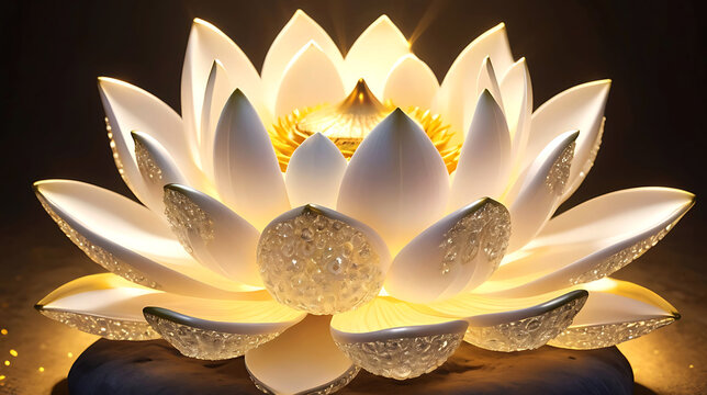 Closeup shot of shining white lotus flower - Powered by Adobe