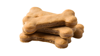 Dog bone shaped biscuits or dog treats isolated on transparent background PNG. Animal food png.