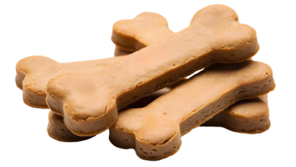 Dog bone shaped biscuits or dog treats isolated on transparent background PNG. Animal food png.