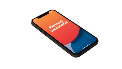 PNG with white background, Phone with text payment successful onscreen display. Online internet shopping, purchase invoice. e-shopping , electronic commerce consumer buy goods over Internet.