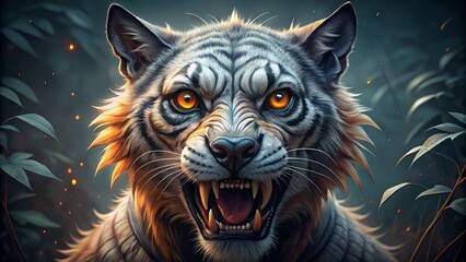 scary animal portrait style