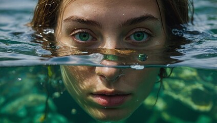 Fototapeta premium half face underwater