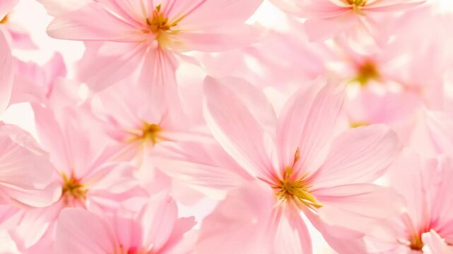 Full-screen pink cherry blossom blooms creating a soft and romantic floral pattern