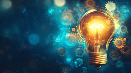 Bright Ideas in Business Innovation - Vector Style Concept with Light Bulb, Gears, and Creative Process