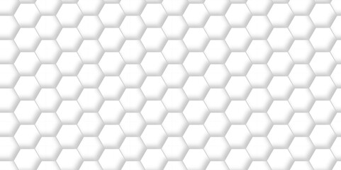 Vector abstract 3d white hexagon realistic mesh cell honeycomb texture. geometric white grid emboss hexagonal background. luxury emboss honeycomb white pattern shadow polygonal square web connection.