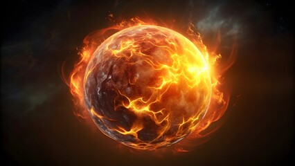 fiery ball blazing through the universe on a dark background